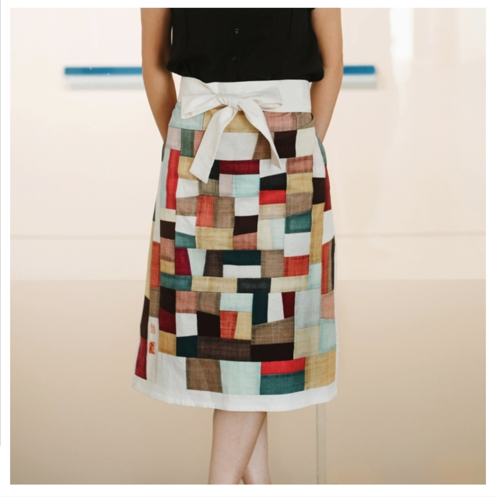 Hanjihee Classic Ramie Patchwork Printed Apron